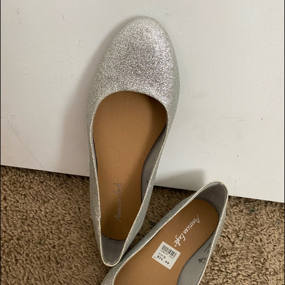 Sparkly silver flats